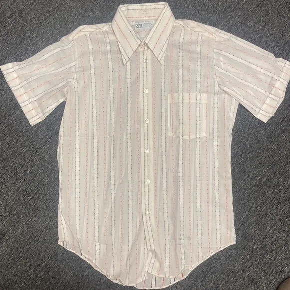 トップス 70s K-mart PERMANENNT PRESS SHIRTS Vintage 1970s Kmart Permanent Press Striped Dressed Oxford